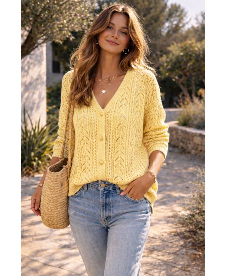 KNITTED KNITTED VEST PE2437 YELLOW