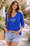 PULL LEGER SMILE PE2457 BLEU ROYAL