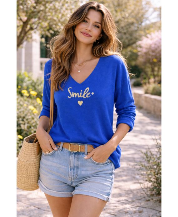 SMILE LEICHTER PULLOVER SS2457 KÖNIGSBLAU