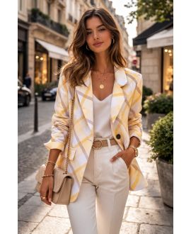 VESTE BLAZER LOSANGE PE2430 JAUNE
