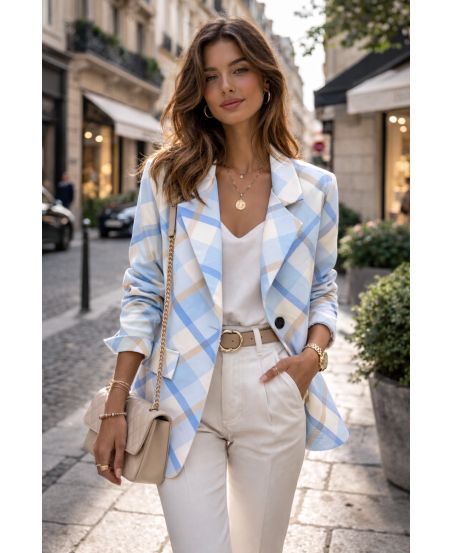 BLAUWE PE2430 DIAMANTEN BLAZERJAS