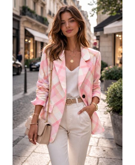 VESTE BLAZER LOSANGE PE2430 ROSE