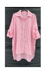 GESTREEPTE OVERHEMDJURK SS2472 FUSHIA