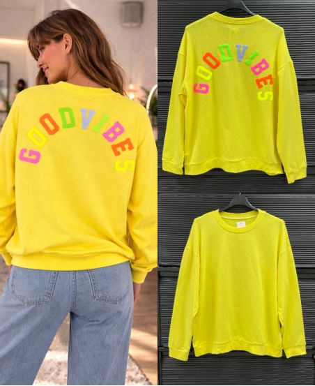 SUDADERA DE ALGODÓN GOOD VIBES SS2477 AMARILLO