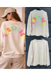 SWEAT-SHIRT COTON GOOD VIBES PE2477 BEIGE