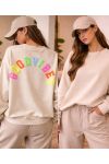 GOOD VIBES COTTON SWEATSHIRT SS2477 BEIGE