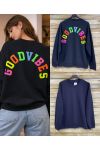 SWEAT-SHIRT COTON GOOD VIBES PE2477 NOIR