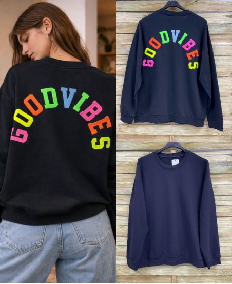 GOOD VIBES KATOENEN SWEATSHIRT SS2477 ZWART