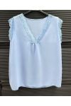 TOP OVERSIZE CARACO DENTELLE PE2463 BLEU CIEL