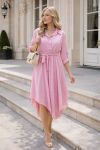 ASYMMETRISCHES KLEID + GÜRTEL PE2482 PINK