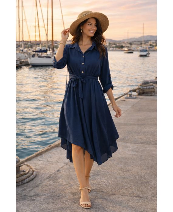 ABBIGLIAMENTO ASIMMETRICO + CINTURA PE2482 BLU NAVY