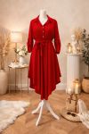 VESTIDO ASIMÉTRICO + CINTURÓN PE2482 ROJO