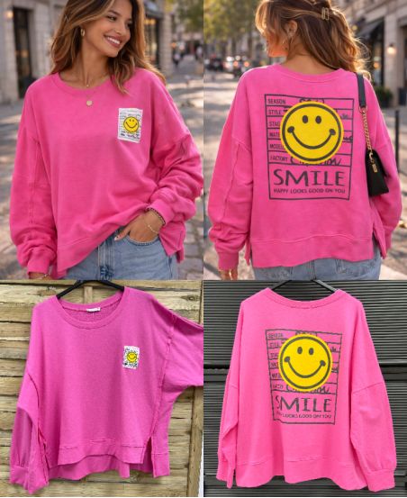 SMILE DEVANR/BACK SWEATSHIRT PE26743 FUSHIA