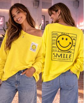 SUDADERA DEVANR/SONRISA POR LA ESPALDA PE26743 AMARILLO
