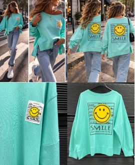 DEVANR/BACK SMILE SWEATSHIRT PE26743 PASTELLGROEN