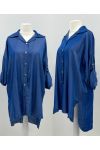 CHEMISE TENCEL OVERSIZE LONGUE PE2490 BLEU FONCé