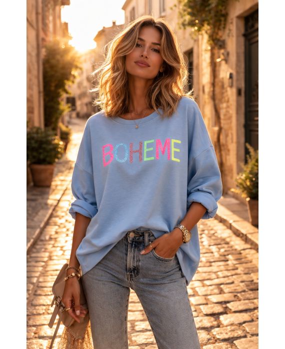 BOHEMIEN GLITTERSWEATSHIRT PE26775 HEMELSBLAUW