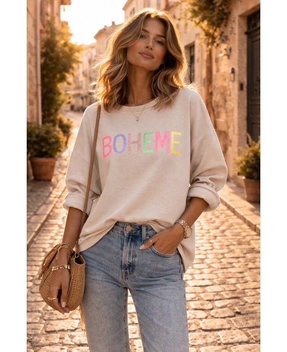 BOHEMIEN-GLITZER PE26775 BEIGE PULLOVER