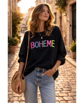 BOHEMIEN-GLITZER-PULLOVER PE26775 SCHWARZ