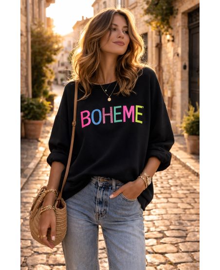 FELPA BOHÉMIEN GLITTER PE26775 NERA