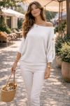 MAGLIONE A MANICHE CORTE CON BOTTONI PE26751 BIANCO