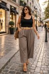 PLUS SIZE TROUSERS 2 POCKETS BELT PE26809 TAUPE