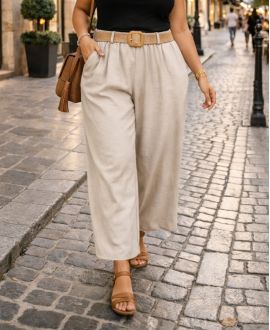 PLUS MAAT BROEK, 2 ZAKKEN, RIEMRIEM PE26809 BEIGE