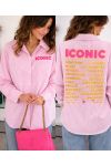 ICONISCH PE26798 ROZE GESTREEPT SHIRT