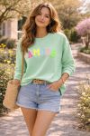 LOVE SWEATSHIRT PE26784 PASTEL GREEN