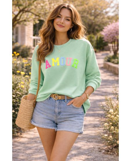 LOVE SWEATSHIRT PE26784 PASTEL GREEN