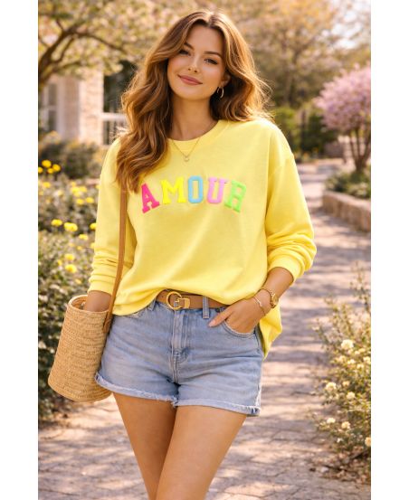 SWEAT-SHIRT AMOUR PE26784 JAUNE