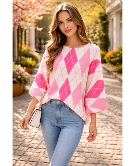 DIAMANTPULLOVER PE26779 FUSHIA