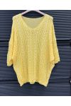 YELLOW PE26802 CROCHET STYLE SWEATER