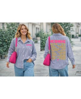 ICONICA PE26798 CAMICIA A RIGHE BLU NAVY