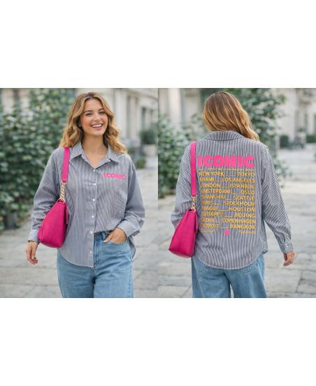 ICONICA PE26798 CAMICIA A RIGHE NERE