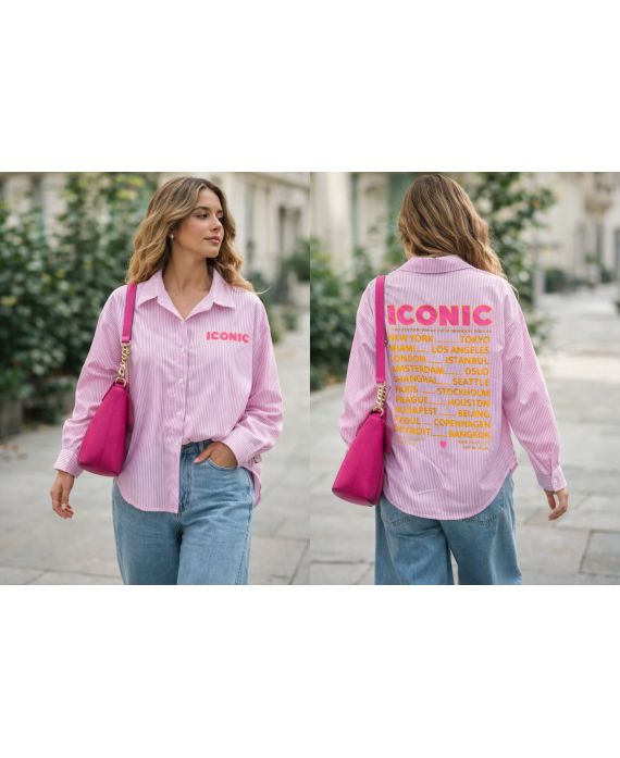 IKONISCHES PE26798 ROSA GESTREIFTES HEMD