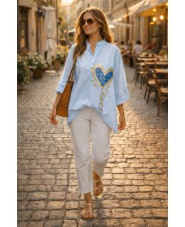 DAS BAUMWOLLHEMDHERZ PE26790 HIMMELBLAU