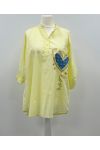 CHEMISE COTON COEUR PE26790 JAUNE