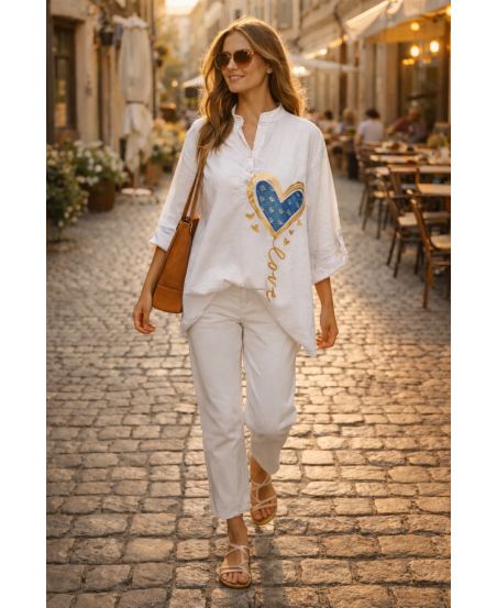 COTTON HEART SHIRT PE26790 WHITE