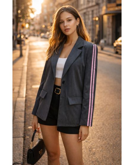 BLAZER 2-STRIPE JACKET PE26764 DARK GREY