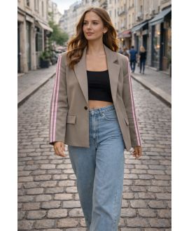 CHAQUETA DE 2 RAYAS PE26764 TAUPE