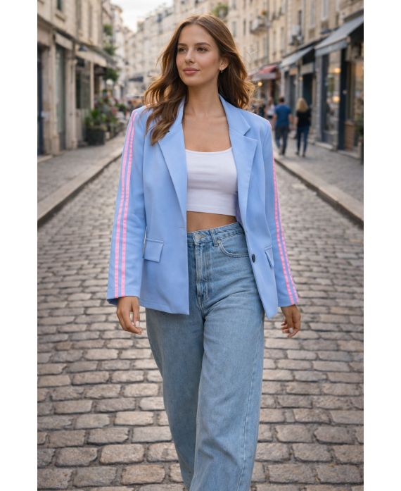 CHAQUETA DE DOS RAYAS DE AMERICANA PE26764 AZUL CELESTE