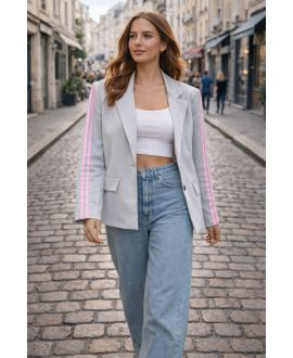 BLAZER 2-STREEP JAS PE26764 LICHTGRIJS