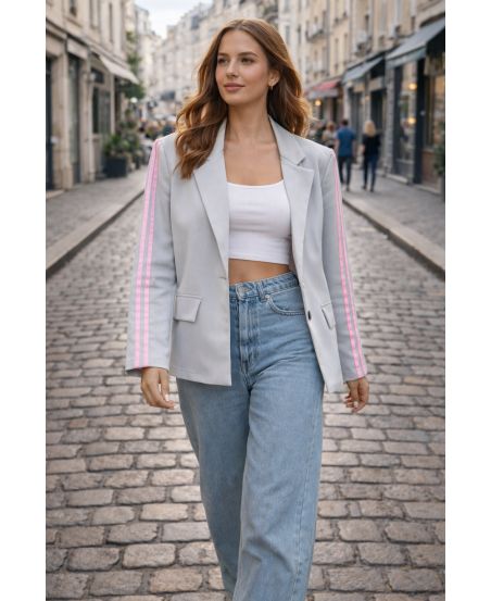 BLAZER 2-STRIPE JACKET PE26764 LIGHT GREY