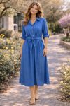 ROBE LONGUE TENCEL PE26773 BLEU CLAIR