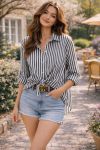 STRIPED SHIRT PE26758 NAVY BLUE