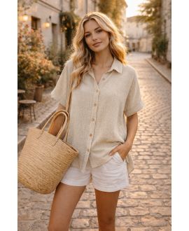 CAMICIA DI COTONE PE26849 GARZA BEIGE