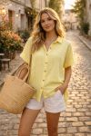 COTTON PE26849 GAUZE SHIRT YELLOW