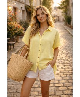 CHEMISE GAZE DE COTON PE26849 JAUNE