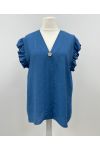 LOOSE BLOUSE WITH RUFFLES PE26817 BLUE JEANS